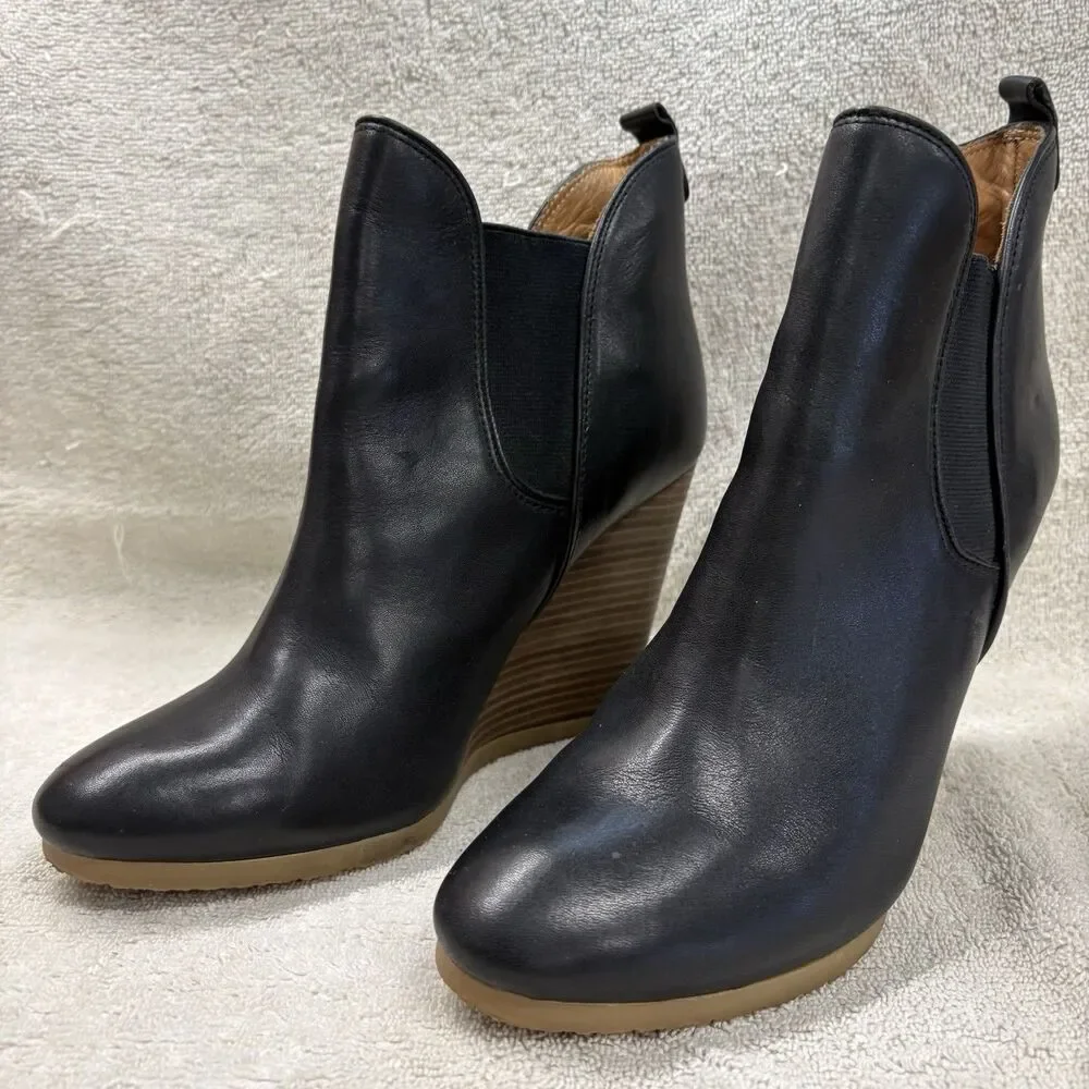 Coach Farah Wedge Ankle Boots Black Leather Chelsea Style Women’s Size 9B - Picture 3 of 8